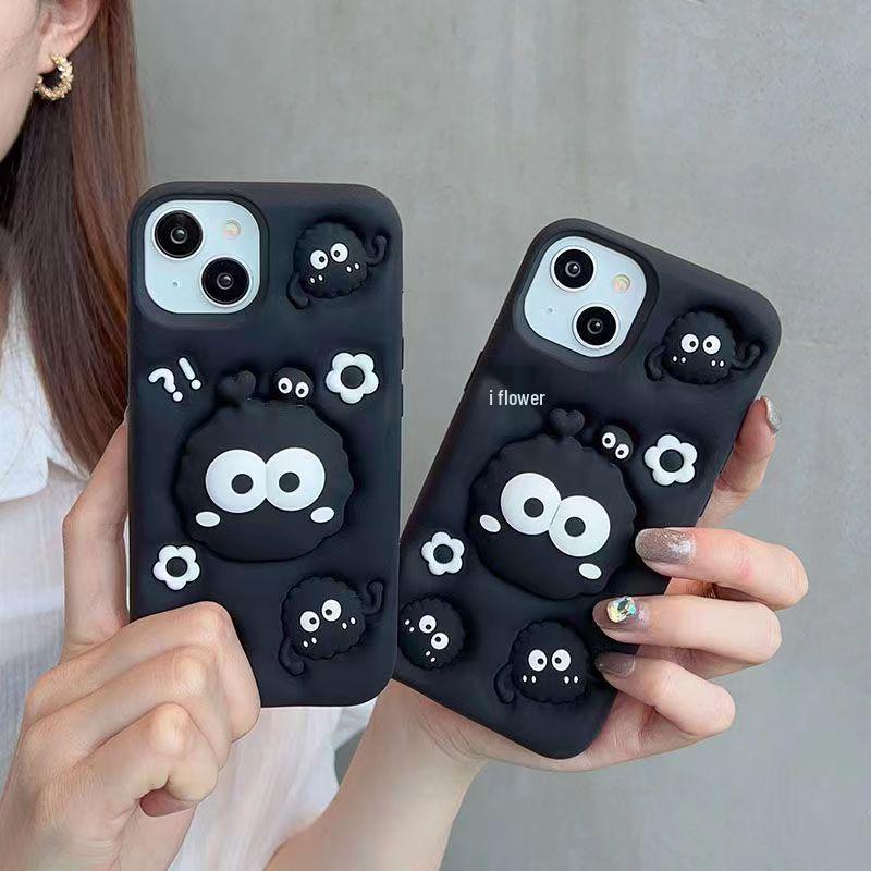 Retractable Integrated Bracket Cartoon Soft Silicone Phone Case for iPhone 11/12Pro/13Pro/15