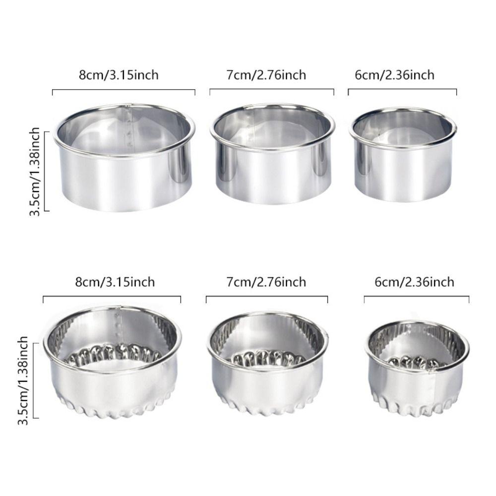 3pcs/set Rust-proof Round Biscuit Cutters Silver Dumpling Skin Cutting Mould  Cookie