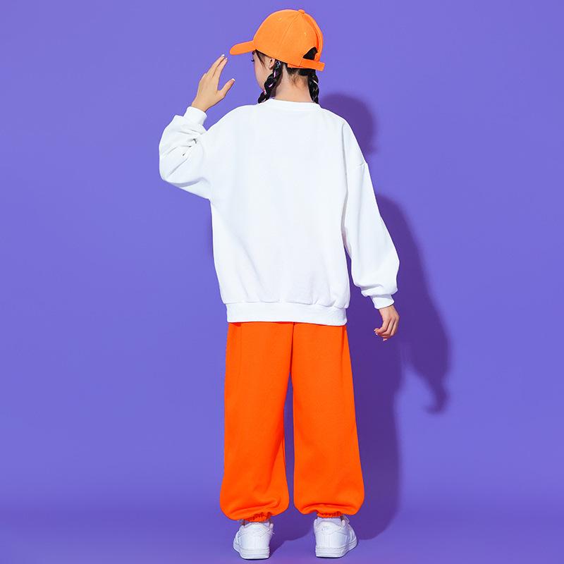 Buntes Herz-Orange Langarm-Sportfestkostüm für Kinder