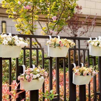 Metal Hanging, Balcony Rail, for Railing, Planter With, Drainage Holes, for Deck Garden Home, Flower Pots