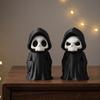Horror Theme Party Supplies 3D Printed Grim Reaper Figurine, Gothic Black Robe Skeleton Statue, Figurine Mini Model Toy for Halloween Desktop