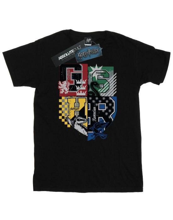Harry Potter Women's Black / Hogwarts Varsity Cotton Boyfriend T-Shirt L