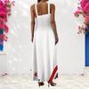 Women Plus Size Scoop Neck Strappy Sleeveless A Line White Red Printed Maxi Dress
