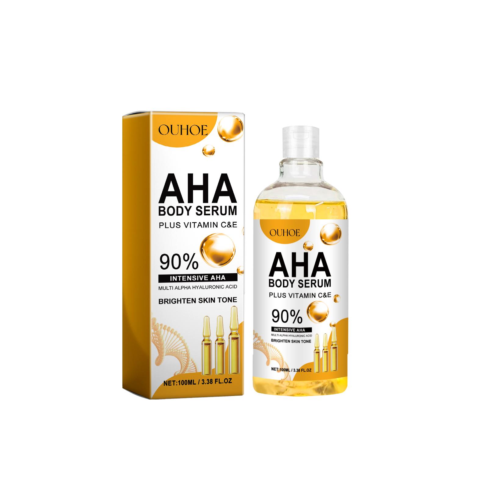 AHA Körperserum Feuchtigkeitsspendend Aufhellend Fleckenentferner Korrektor Porenverkleinernd Reparatur Aufhellend Körper Gesicht Haut Feuchtigkeitsspendendes Gesichtsserum 100ml orange