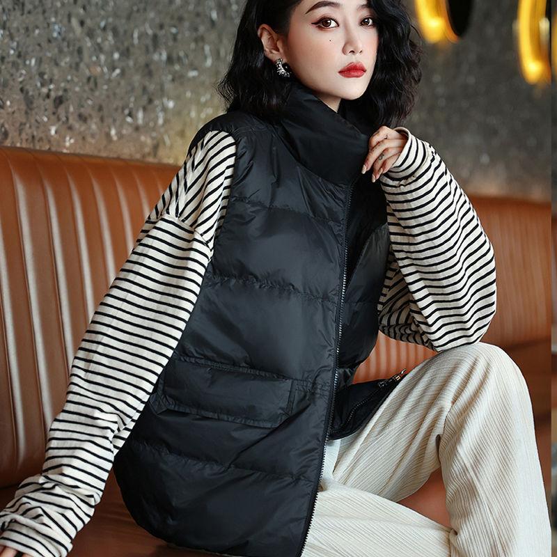Down Cotton Stand-up Vest In Spring and Autumn Wears A Small Fashion and Keeps Warm with A Slim Vest