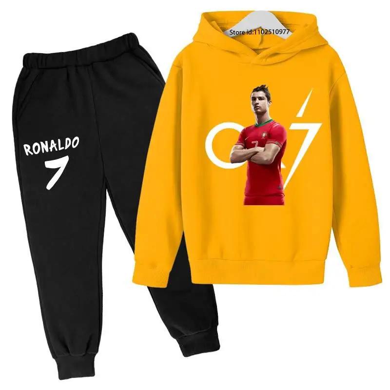 Children's Hoodie Cute Bear Print Sweatshirt Top+trousers 2P Boys Girls Boys Pullover Outdoor Sports Charming Fashion Casual Set
