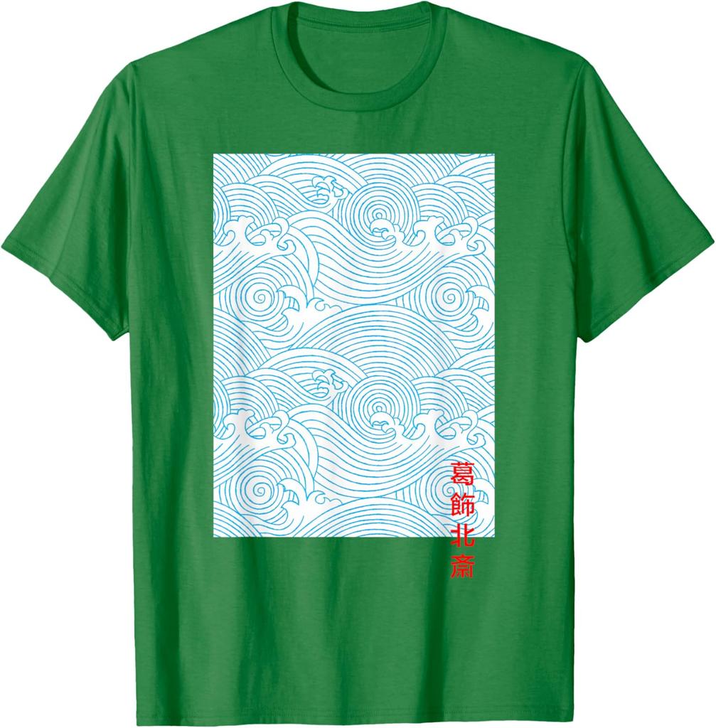 Japanese Seigaiha Wave Pattern Graphic Tee Men Casual Short Sleeve Breathable TShirt