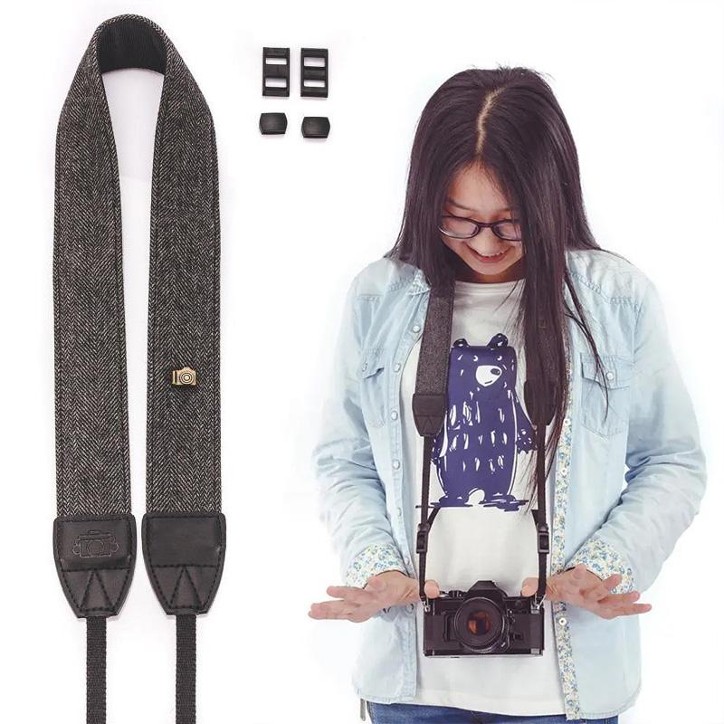 Portable Camera Strap Adjustable Cotton Leather Camera Shoulder Neck Strap Belt For Sony/ Nikon Camera Belt for DSLR Digital SLR
