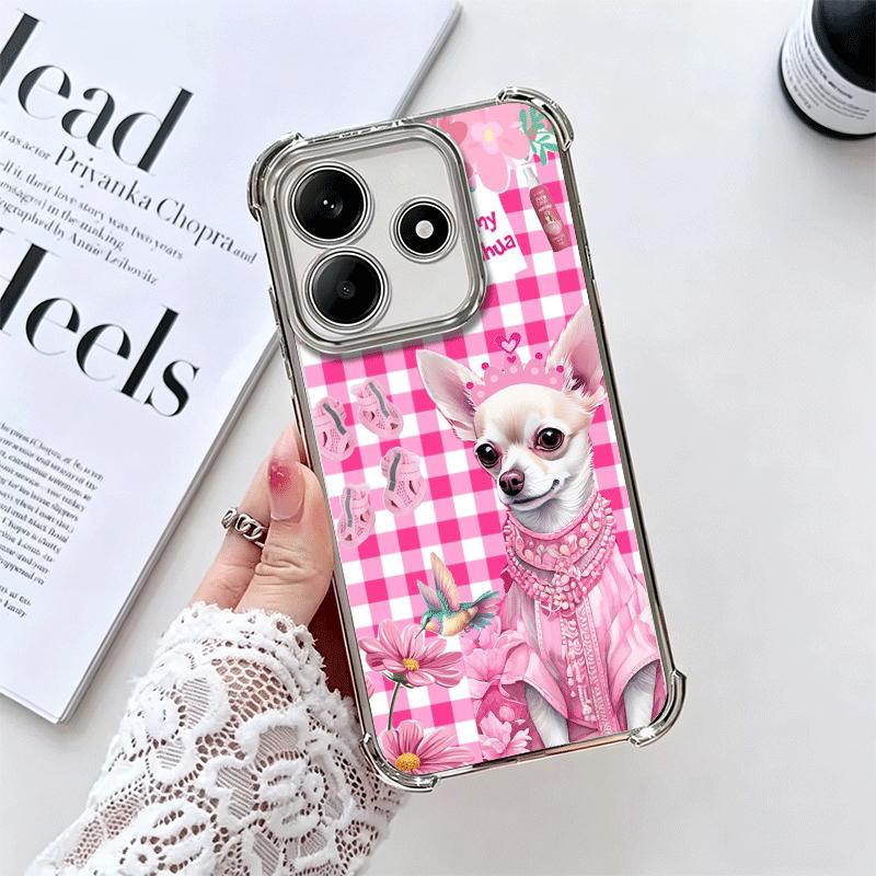 Chihuahua Puppy Teacup Dog Plating Phone Case For Xiaomi Redmi Note 14 15 Pro Plus 13 12 11 11S 11T 10 9S 9 5G Anti-Fall Airabag