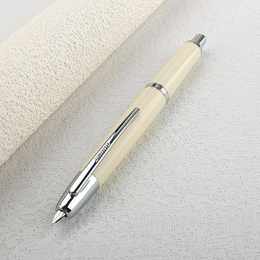 Jinhao 20 Press Retractable Ivory White Fountain Pen EF/F Nib with Converter Resin Writing Gift Pen colore blu scuro
