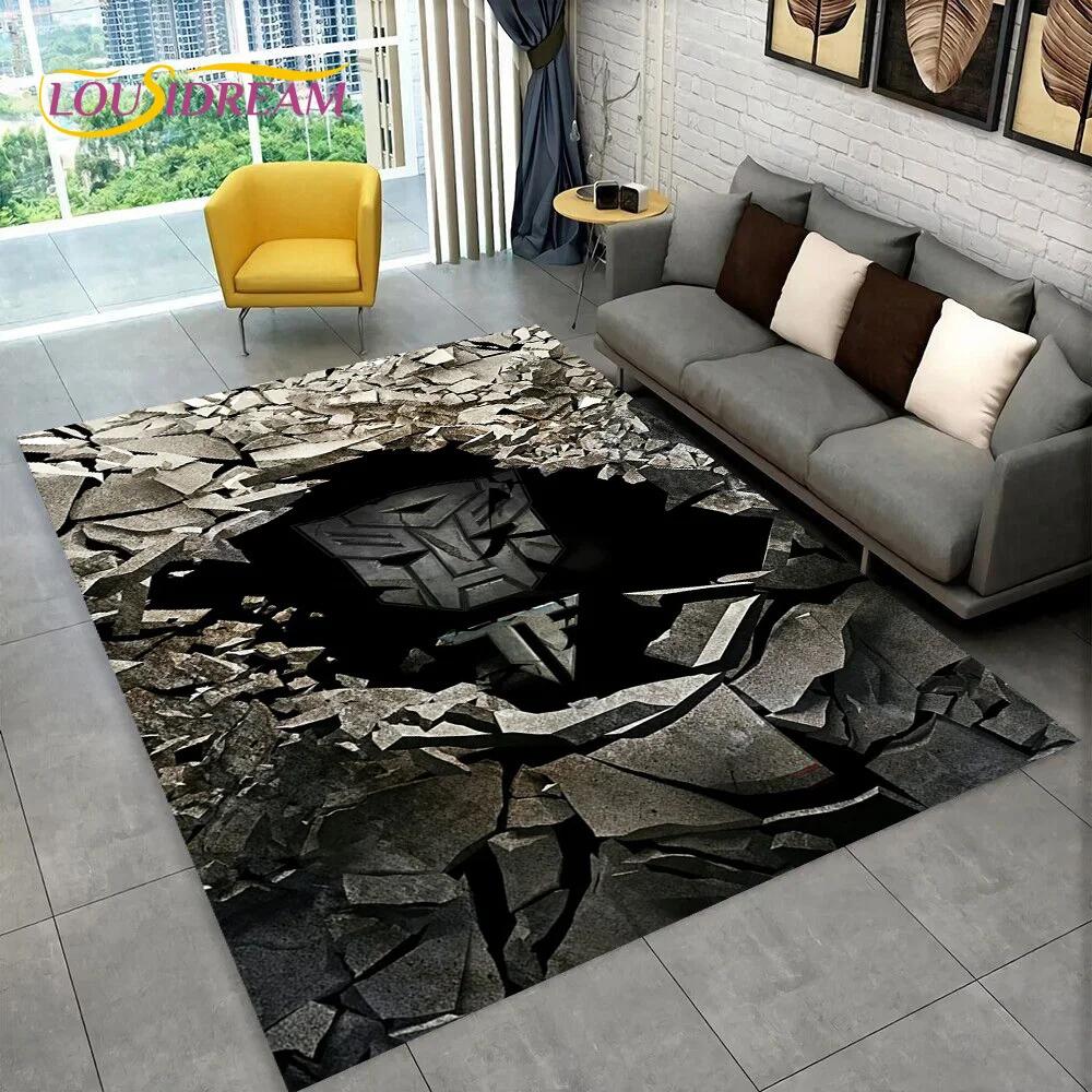 Cartoon T-Transformers  Autobots 3D Rug Carpet for Living Room Bedroom Home Decor,Floor Mat Non-slip for Sofa  Doormat Gift Kids