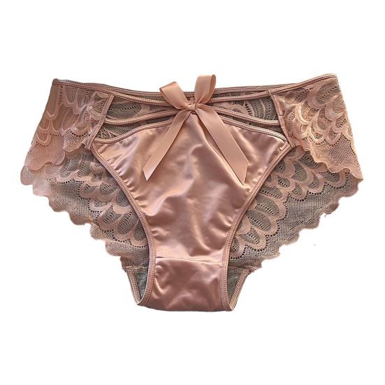 Women's Silky Satin Panties Sexy Invisible Lace Briefs Low Waist Bikini Underwear Seamless Breathable Underpants