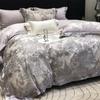 High count light luxury satin digital printed Tencel cotton four piece set