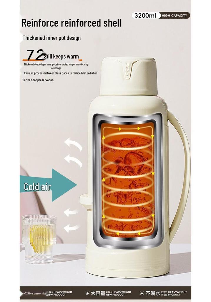 Large Capacity Glass Thermos Bottle with New Insulation Liner - Ideal for Dorms and Home Use