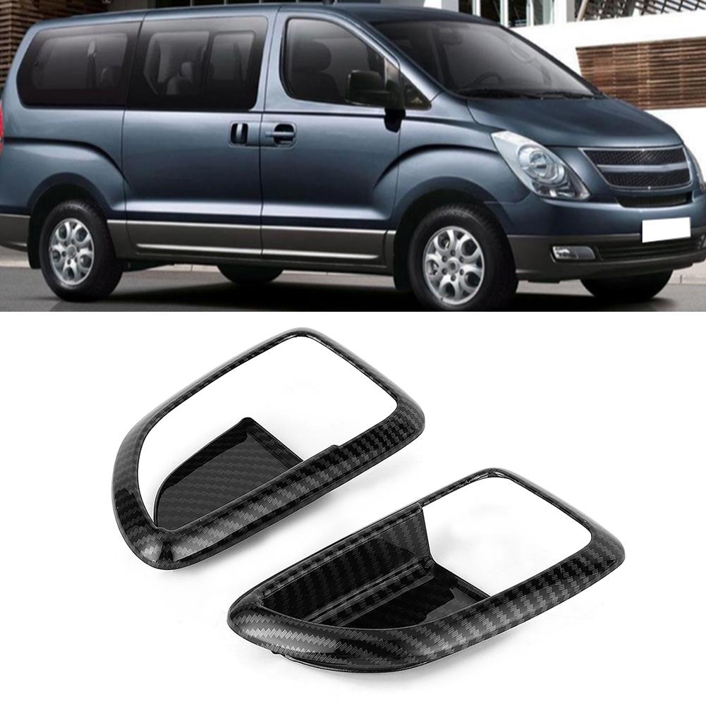 2pcs Carbon Fiber Style Inner Door Handle Trim Fits for Hyundai Grand Starex H1 2019