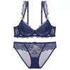 Set Reggiseno Push-Up Sexy in Pizzo Europeo, Set Lingerie a Coppa Sottile Sopra e Spessa Sotto, Raccoglie il Grasso Laterale e Solleva il Seno per Donne con Seno Piccolo