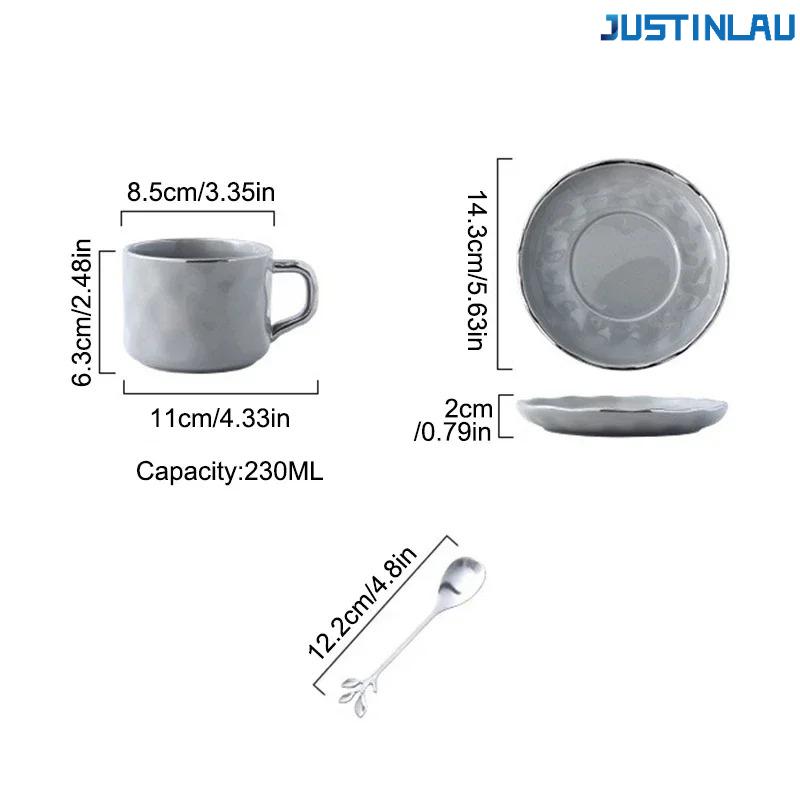230ml European-style Gold-rimmed Ceramic Coffee Cup and Saucer Set Tea Cup Starbucks Cup Cute Cup Teacup Coffee Cup Set Copo