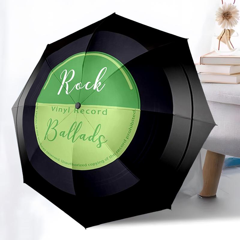 1PC Retro Records Folding Umbrella Fashion Auto-Open Design 8 Iron Ribs Plastic Handle Foldable Sunshade Perfect Christmas Gifts
