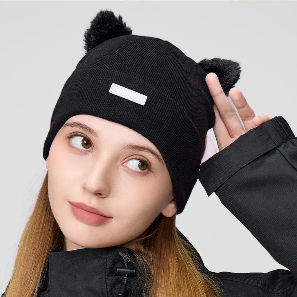 Ash Greem Cat Ear Knit Perfect for and This fluffy knit cap features cat ears and a fluffy boa lining for Women's Hat, AGAP-3600, Pink, Skiing,