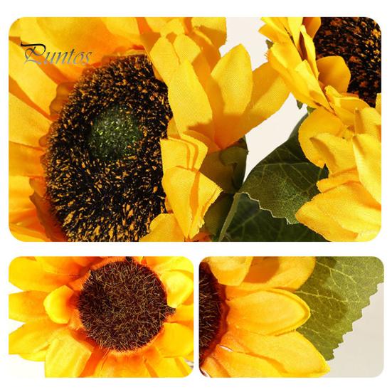 UV Resistant Artificial Flowers Sunflower with Leaves Long Stem Fake Silk Large for Protected For Outdoors Home Hotel DIY Craft Wedding Party