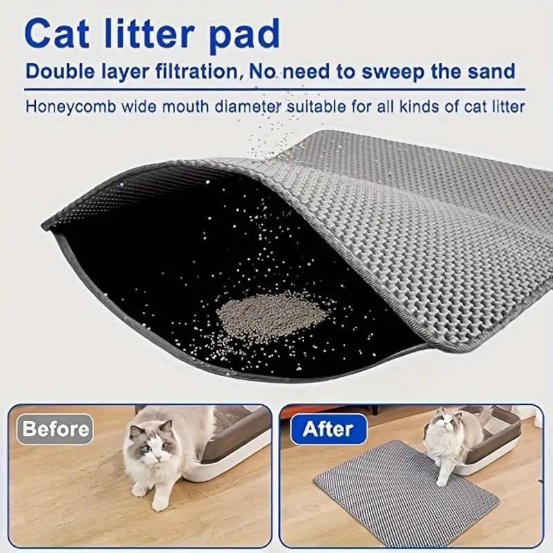 Cat Litter Mat Double-layer Cat Litter Trapping Mat Waterproof And Leak Proof Pet Toilet Mat Diaper Pad Cat Feeding Mat With Non