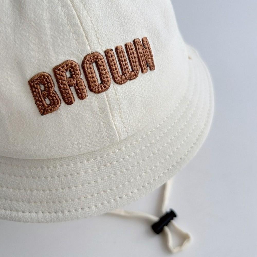 Letter Embroidery Toddler Bucket Hat Cotton Kids Bucket Cap Baby Sunscreen Hat Outdoor Use