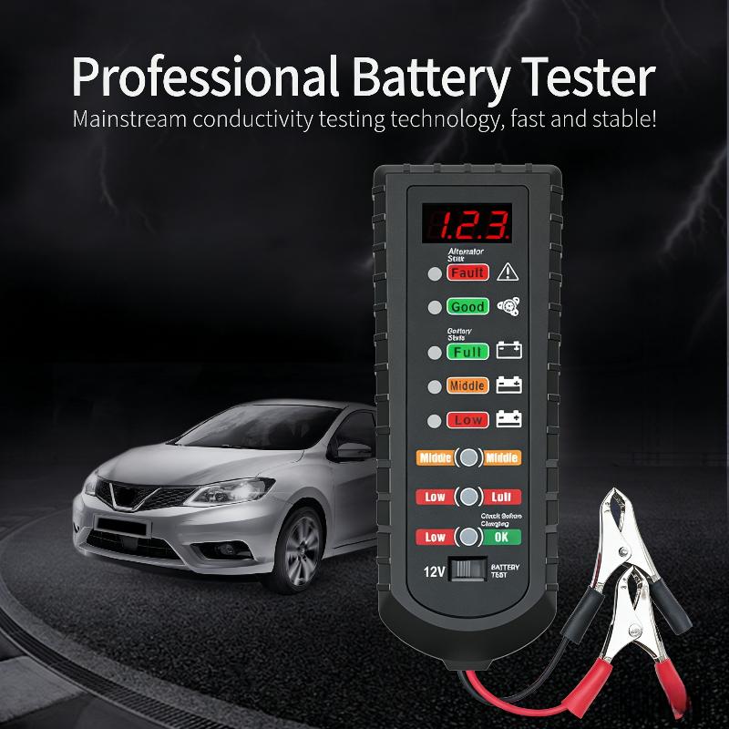 1Pcs 12V 24V Alternator Tester Car Battery Tester Led Display 6 Light Car Battery Checker Analyzer Auto Repair Diagnostic Tool