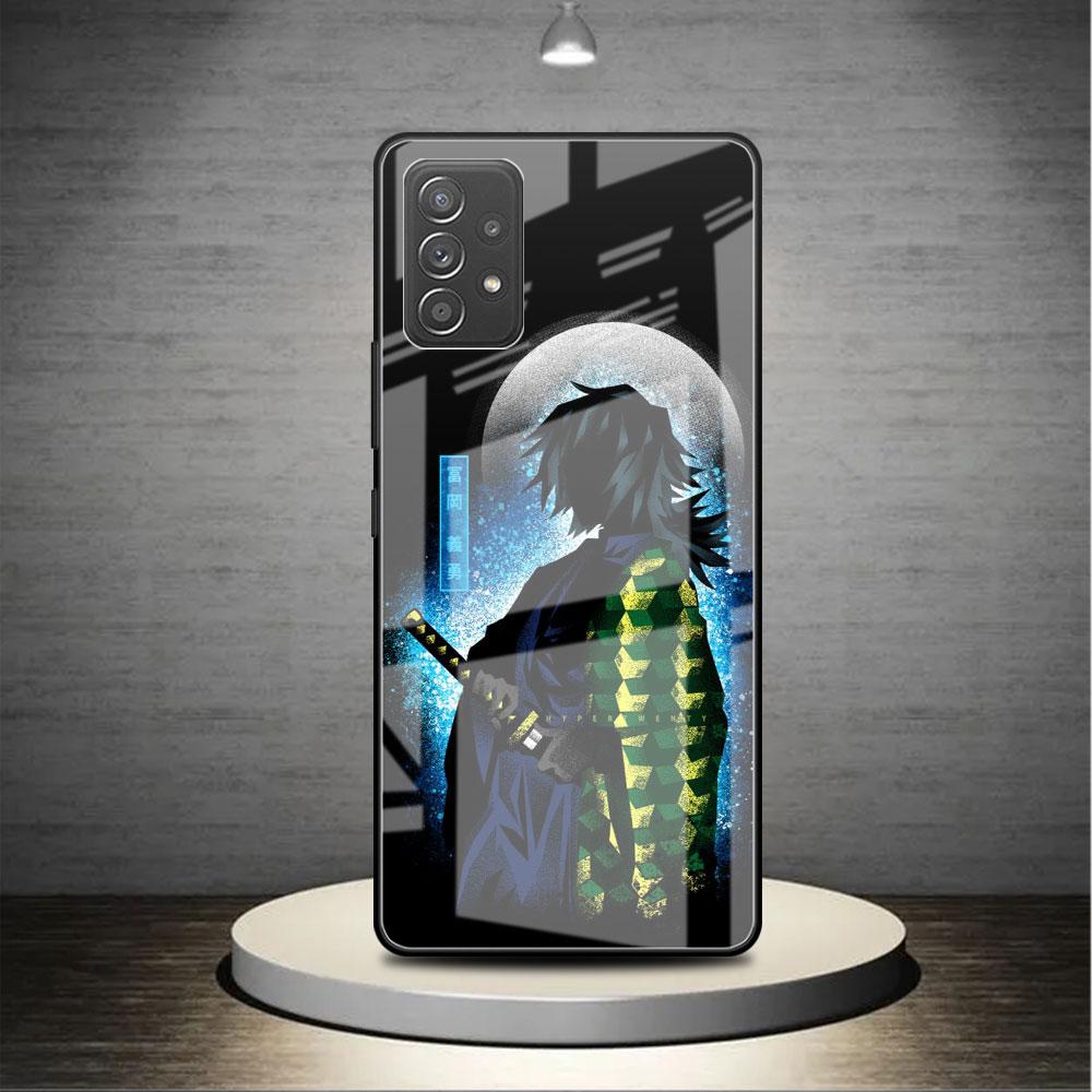 Demon Slayer Anime Cute Glass Case For Samsung Galaxy A52 A71 A50 A51 A70 A21s A31 A72 A10 A12 A30 A22 5G Phone Cover