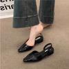 Large Size Low-heeled Women's Sandals - Fashionable New Style, Can Be Paired with Skirts, French Pointed-toe Open Heel Shoes