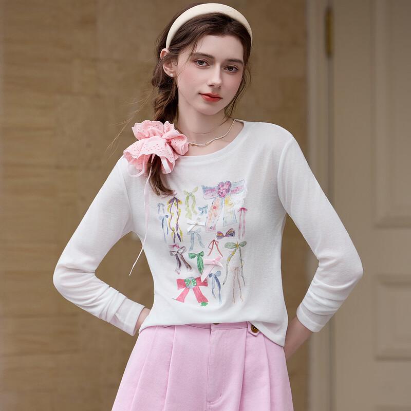 Bailuyu Women s Sweet Printed Long Sleeve T-Shirt L