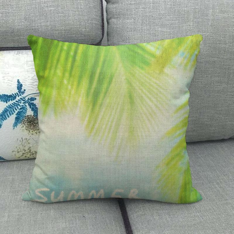 Palm Tree Leaves, Turtle-Back Bamboo Plant Digital Printing Short Plush Pillow Covers For Sofa Office Cushion Cover Home Goods