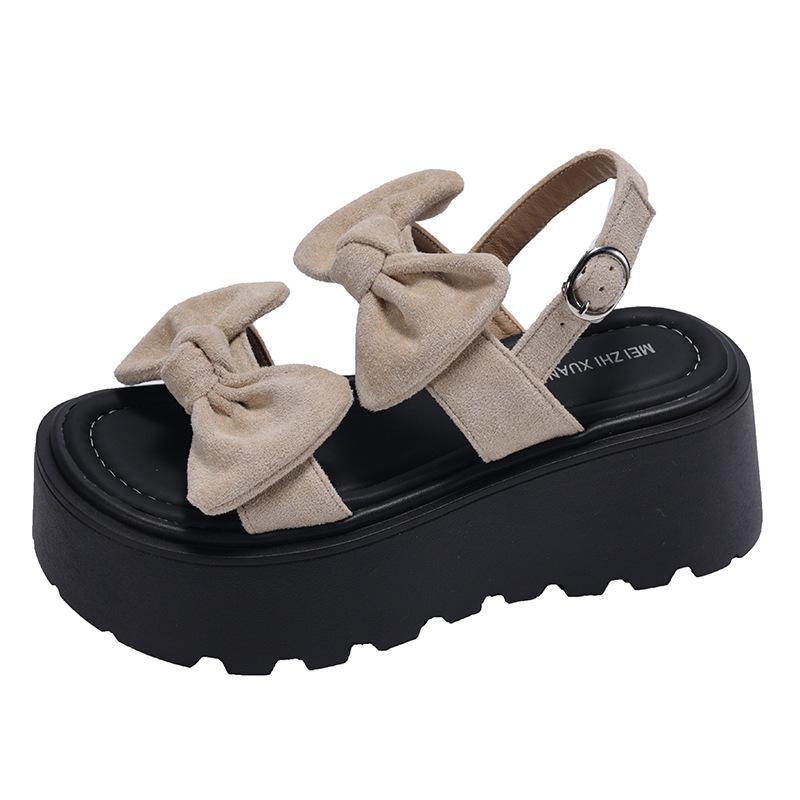 

Roman sandals summer women s 2025 new fashion versatile retro bow platform non-slip foreign style beach shoes tide 40