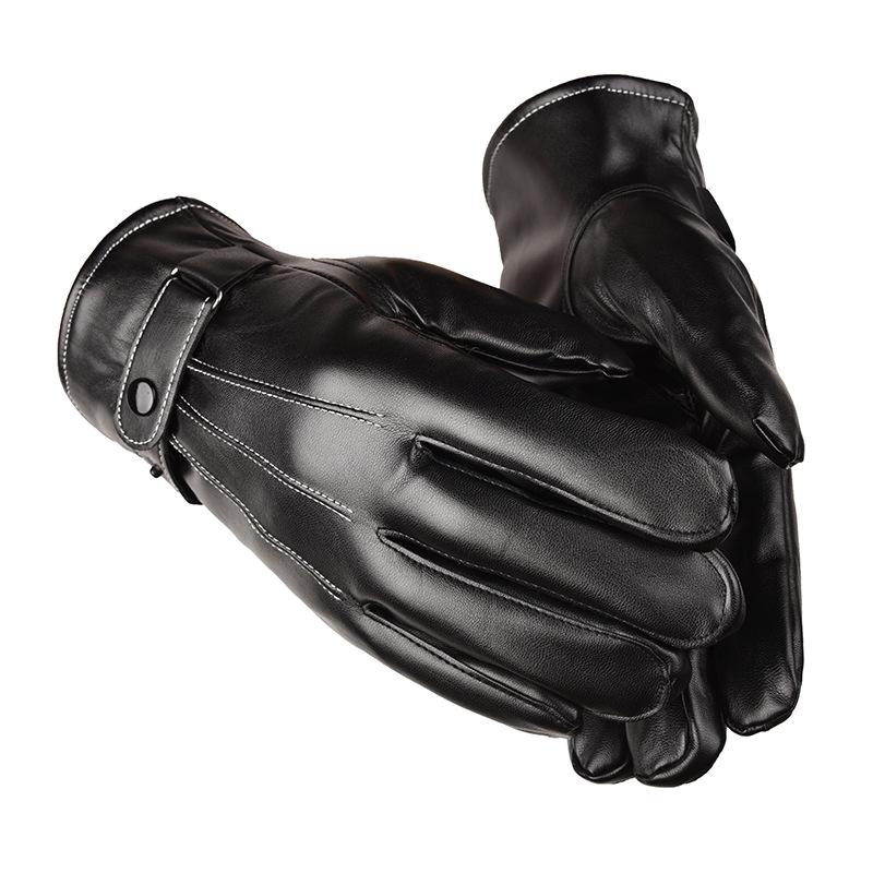Autumn and Winter Men's PU Touch Screen Gloves with Three Ribs and Velvet Wind Proof and Waterproof Outdoor Cycling.