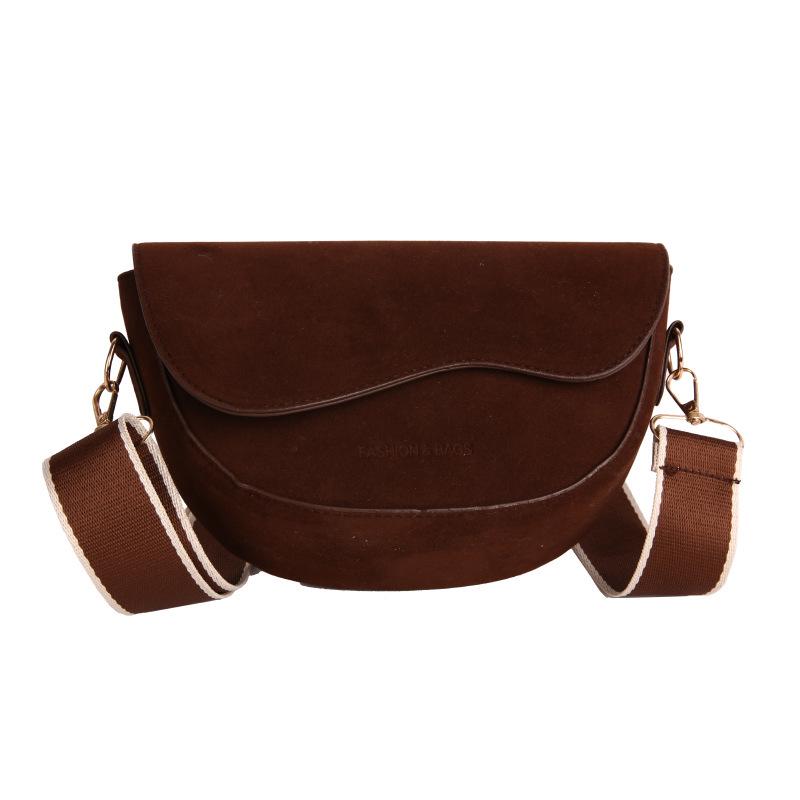 Korean Style Women's Wide Strap Crossbody Saddle Bag - Retro Chic