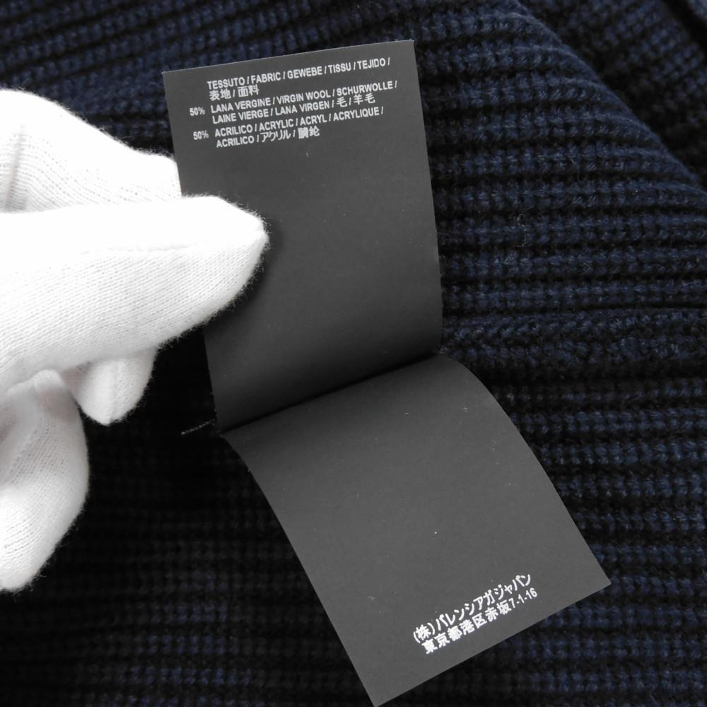 Used 11221 Oversized Mix Half-Zip Sweater 534489 T1502 8065 7840 XS Cable High Neck Rib Logo Navy Men's from Japan