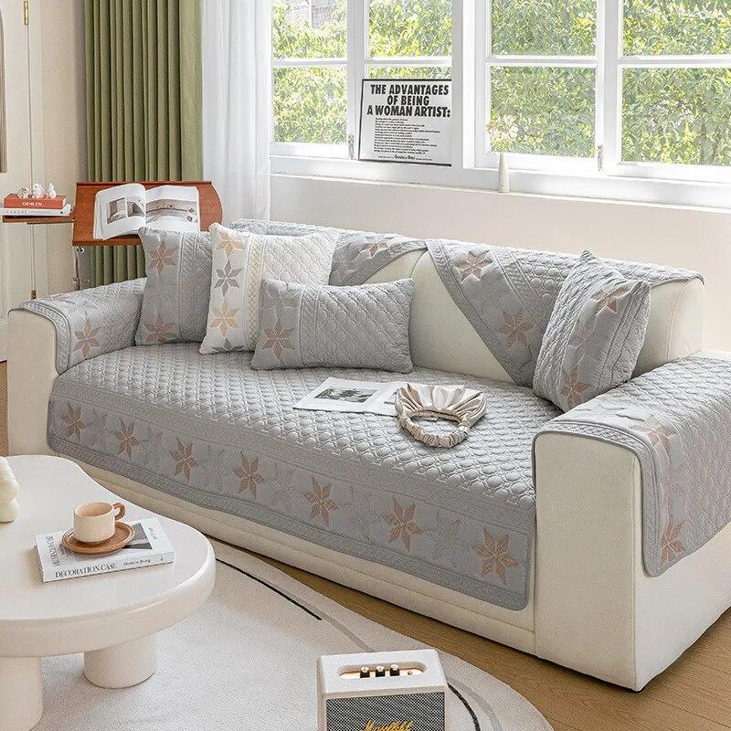 Cotton Sofa Cover Embroidered Non-Slip Cushion Fabric Four Seasons Universal Living Room Sofa Cover Jacquard Cover Cloth Towel