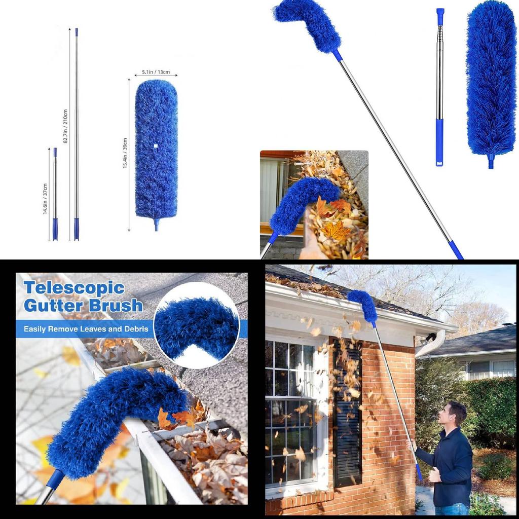 Gutter Cleaning Brush With Telescopic Extendable Pole For Home Maintenance And Dust Removal