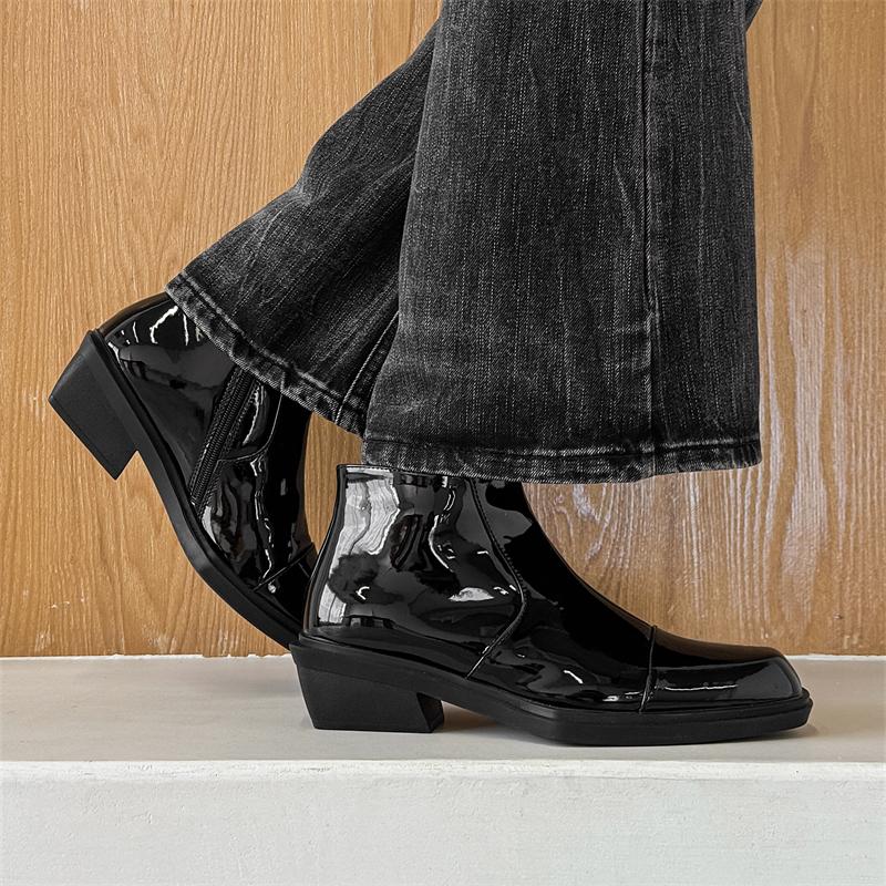 Fashion British Style Pointed Toe Cowboy Boots Genuine Leather Boots for Men Luxury Elegantes Casual Leather Office Business Basic Boots