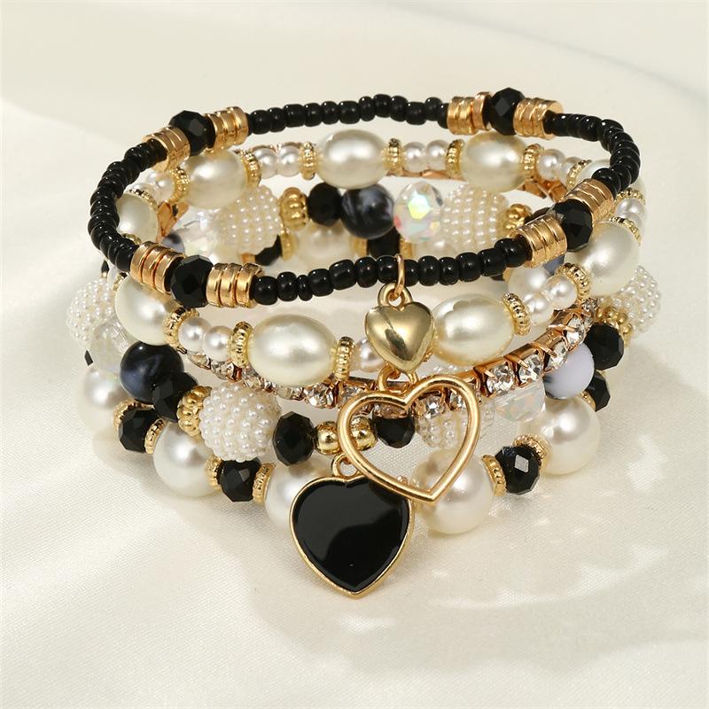 5Pair Of Heart Love Bracelets Simple Versatile Fashionable High-end Women's Delicate New Style Creative Zircon Gifts