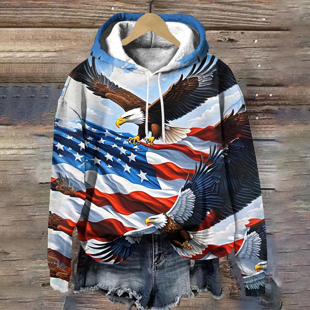 

США Орел Pattern свитера толстовки модные уличные женские толстовки осень/зима повседневная свободная женская одежда топы 6XL