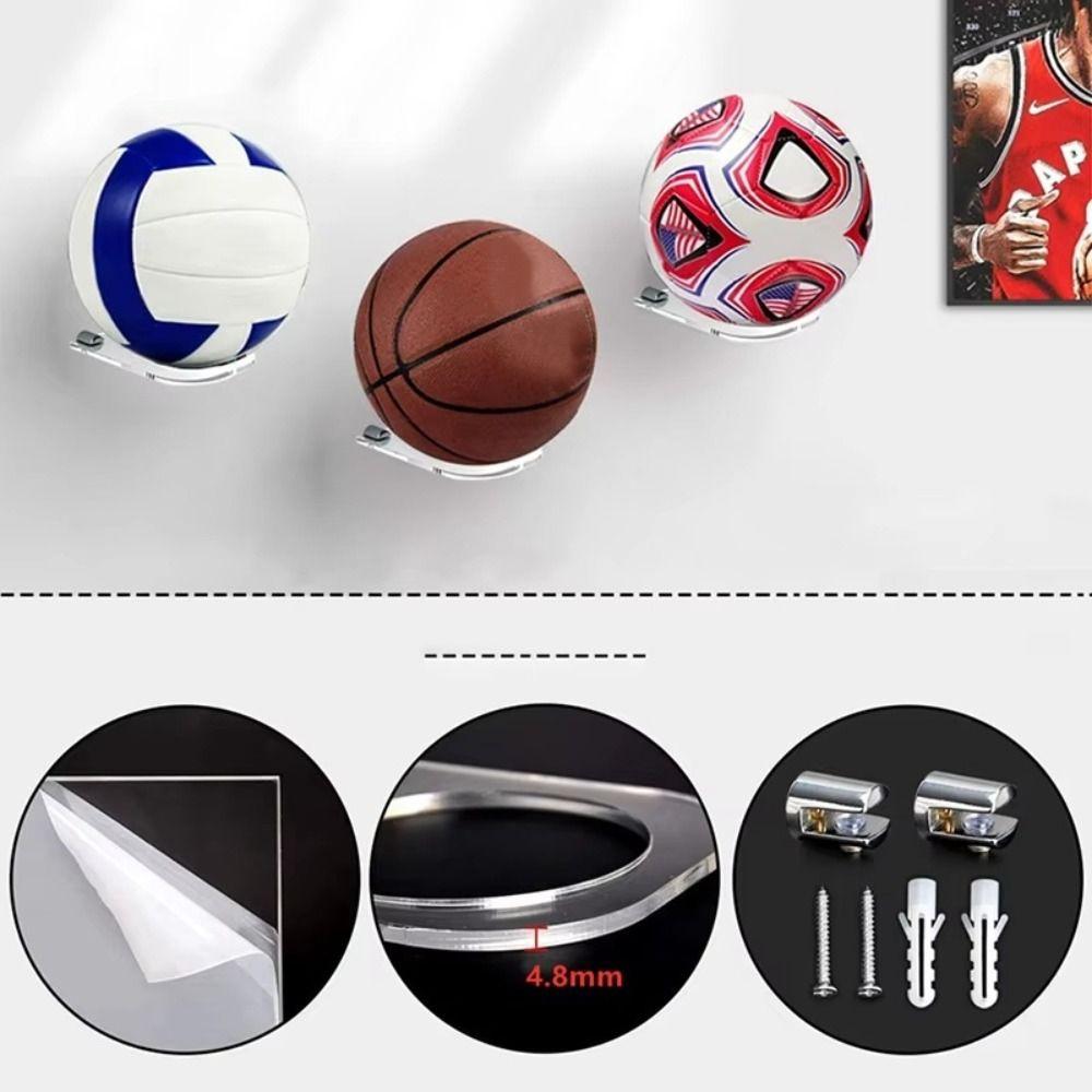 Transparent Basketball Bracket Holds Space Saving Soccer Display Rack  Volleyball Rugby