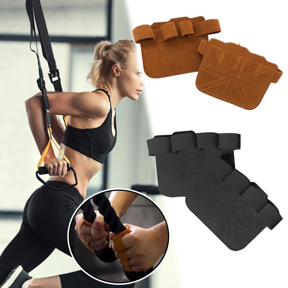 Fitness Gloves Four Finger Palm Protector Leather Anti Slip Grip For Pull Ups Weight Lifting Gym Training Men Women Workout Tool
