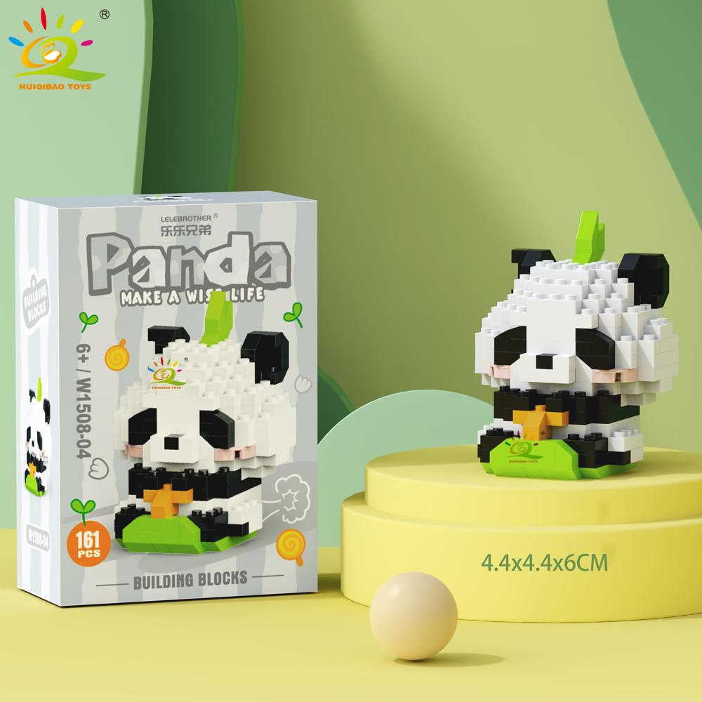 Mini Niedlicher Panda Mikrobausteine 3D Diamantmodell Tiersteine DIY Stadtbausteine für Kinder Kindergeschenk