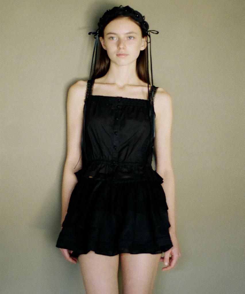 Deotiseu Petunia Lace Sheer Banding Skirt_Tt5S506Bk