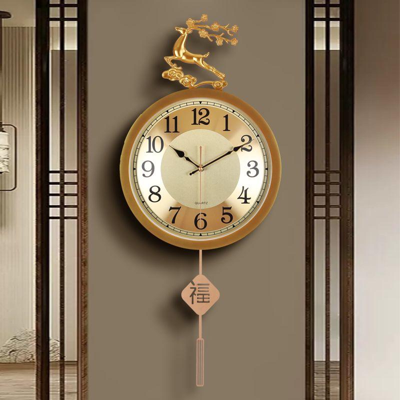 Chinese Table Light Luxury Wall Clock Living Room Home Fashion New Wall Hanging Family Decoration Atmospheric Clock