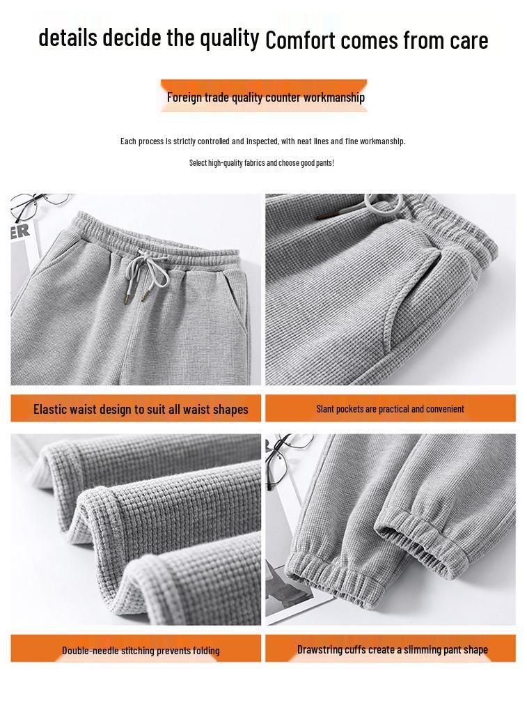 Übergröße Fleecegefütterte Waffelstrick-Jogginghose für Damen - Schlankmachende, vielseitige Harem-Sweathose für Herbst/Winter.