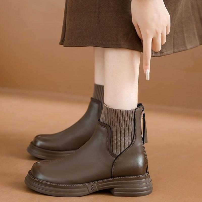 Fashion Booties Elegant With Medium Heels Leather Off-white Work Female Short Shoes Fur Chic Boot Hot Autumn Y2k Pu Women's Ankle Boots