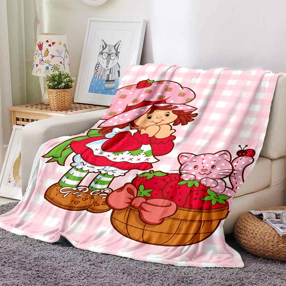 1pc Princess Strawberry3 Blanket, Gift, for Men and Women, Soft Blanket, Good for Sofa Bed Couch Travel, Lightweight Flannel Blanket