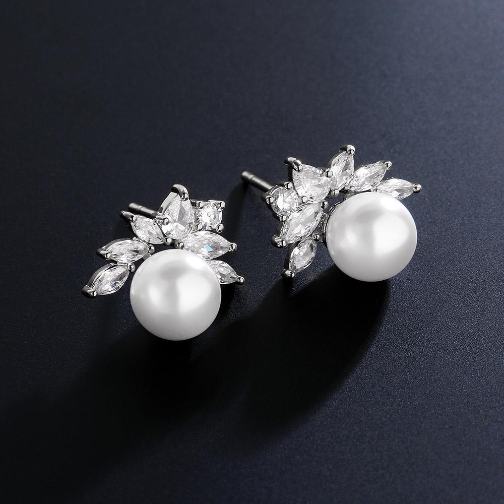 ZAKOL Exquisite Sparkling Zircon Imitation Zircon Stud Earrings for Women Girls Cute Sweet Unique Design Bridal Wedding Zircon