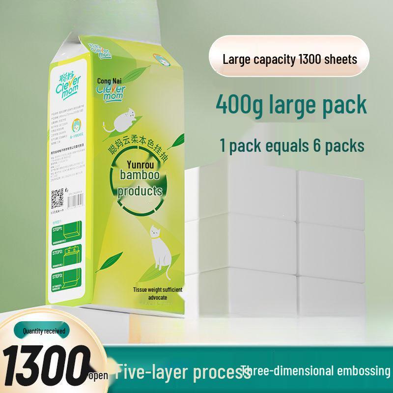 Hanging Tissue Dispenser: Premium Thickened Virgin Bamboo Pulp Facial and Toilet Paper, Large Pack.